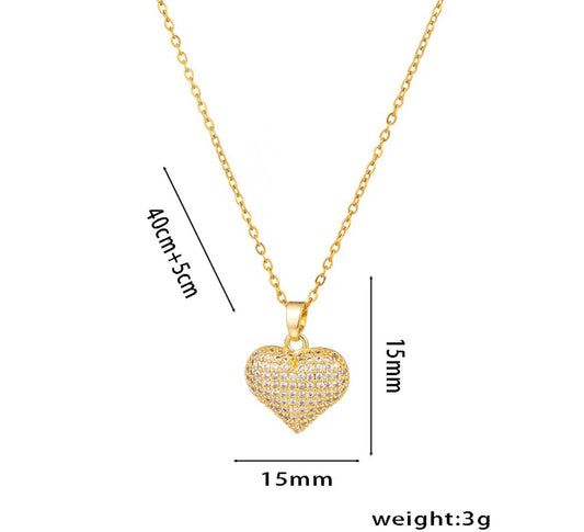Collana placcata oro 18k con ciondolo a forma di cuore